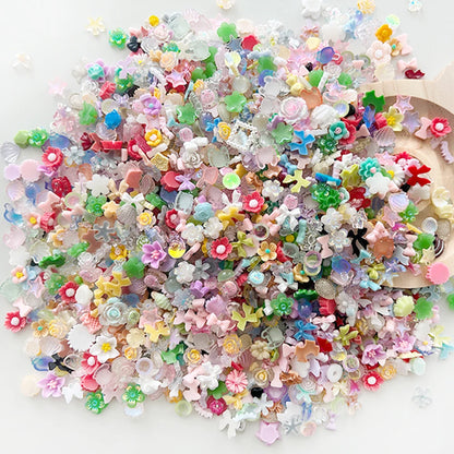 100PCS Random Mixed Strawberry Flowers Nail Charms Sweet Resin