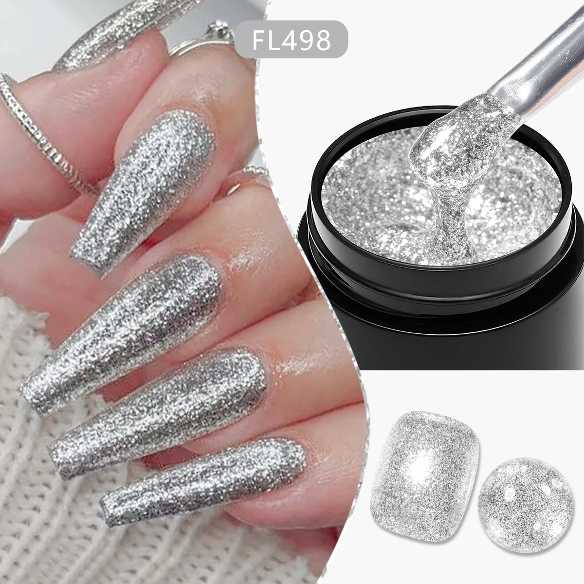 Four Lily 8ml Gold Sparkling Platinum Nail Gel Polish Glitter Long