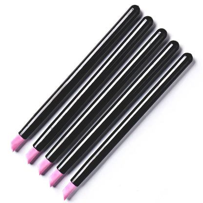 5Pcs Quartz Pen Nail  Cuticle Pushers Nail Polish Manicure Stick Nail