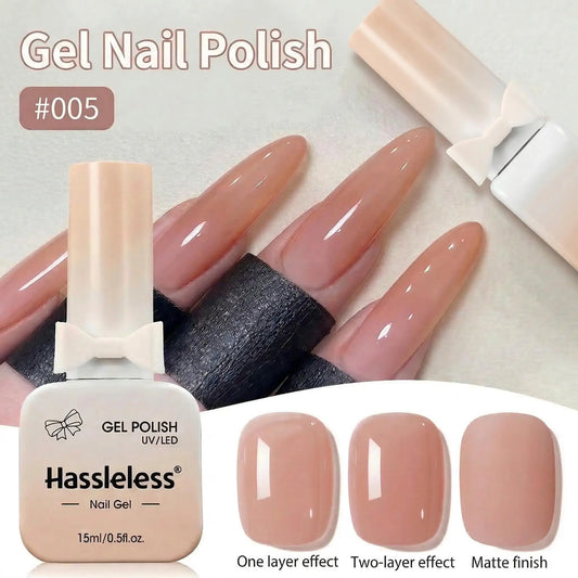 Hassleless 15ML transparent pink gel nail polish long-lasting nail