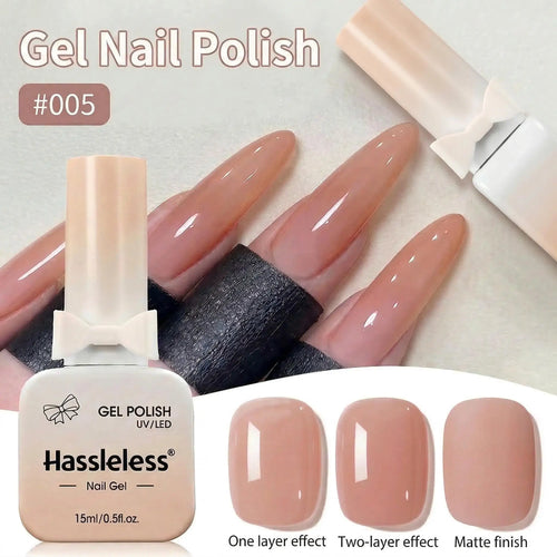 Hassleless 15ML transparent pink gel nail polish long-lasting nail