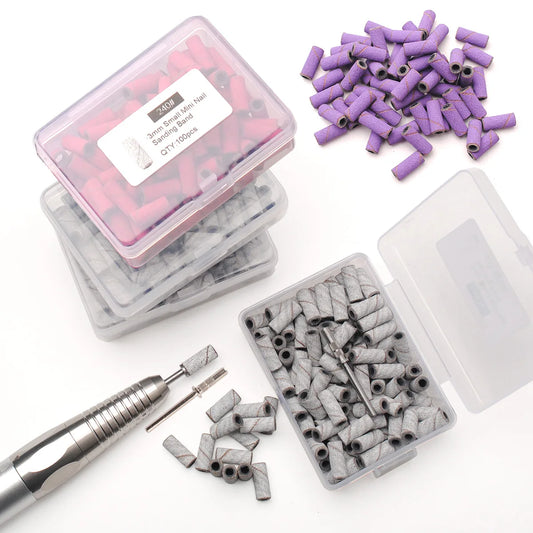 100pcs 3.1mm Mini Sanding Bands Kits Nail Drill Bits Mandrel Sets