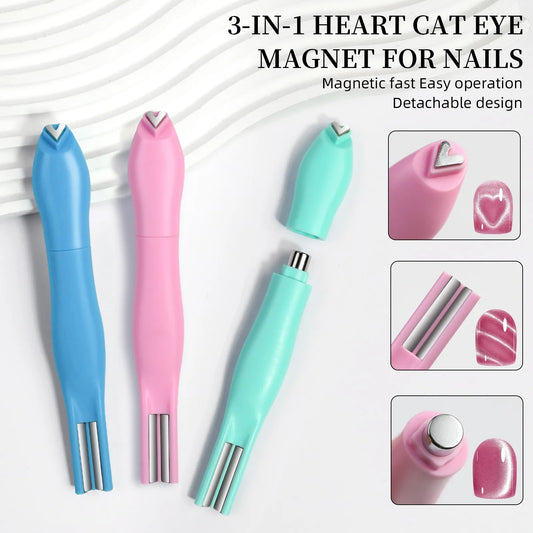 3-in-1 Multifunctional Cat Eye Nail Magnet Tool for DIY Salons Heart &