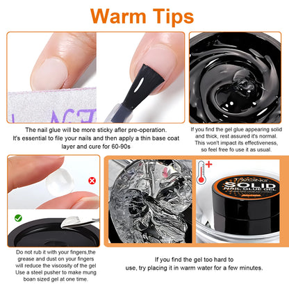 8g Multifunctional Solid Nail Tips Gel - Non-Stick Hand Nail Gel