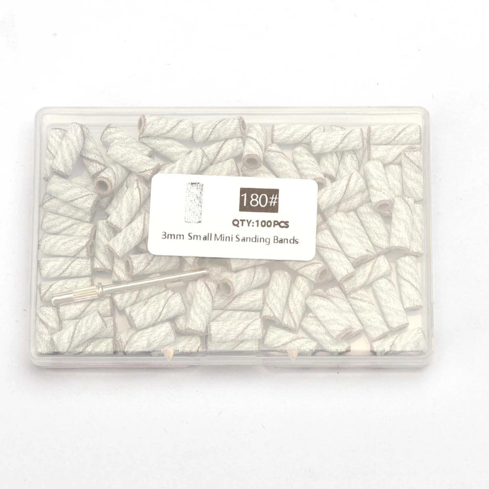 100pcs 3.1mm Mini Sanding Bands Kits Nail Drill Bits Mandrel Sets