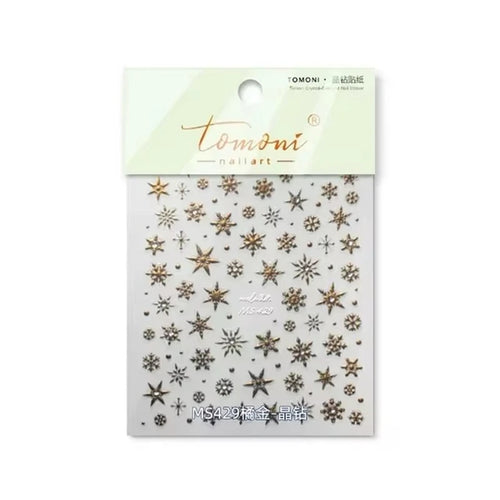 5D Laser Winter Snowflake Christmas Shiny Rhinestone Embossed Relief