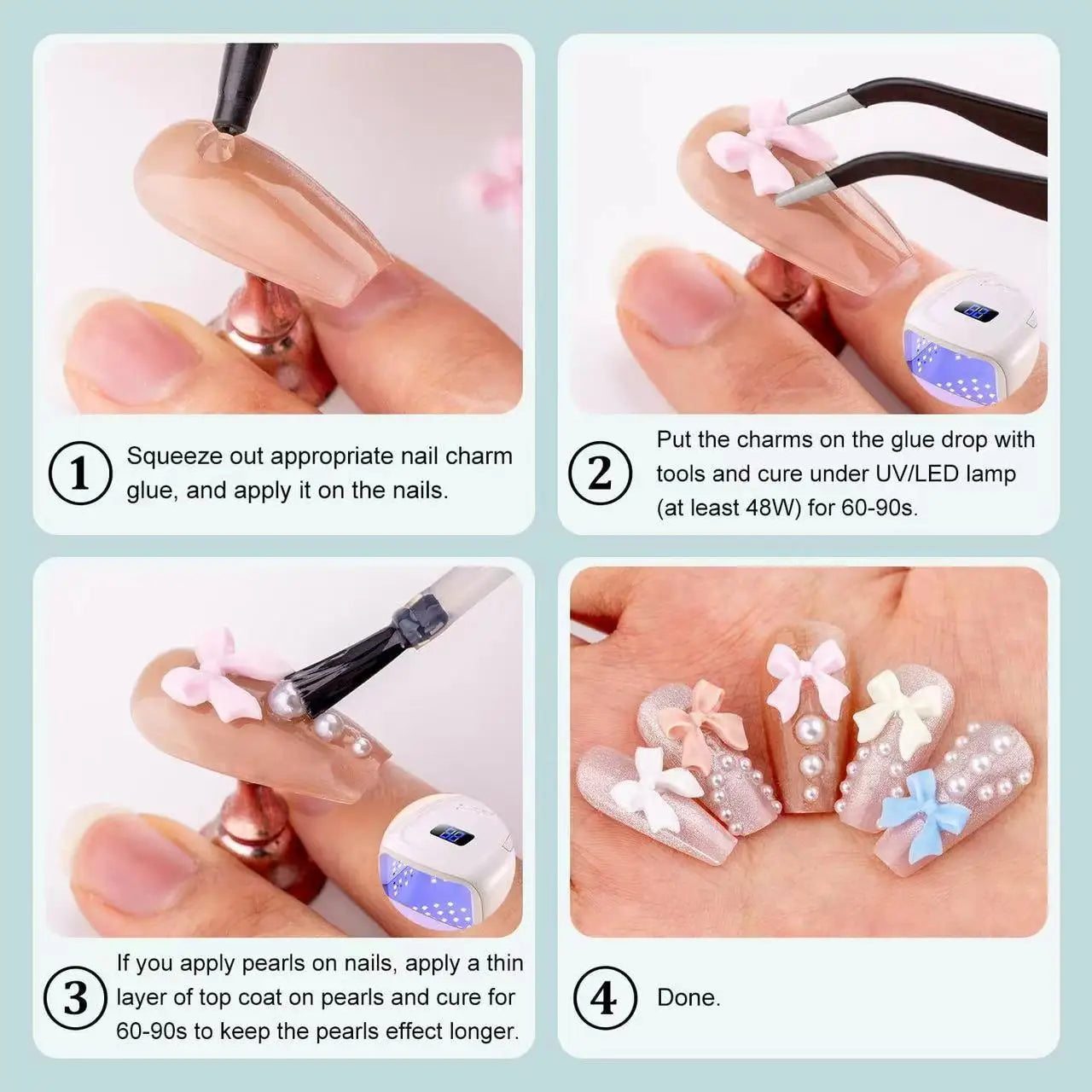 12Grids/box Mixed Resin Bowknot Nail Art Decorations 3D Acrylic Charms