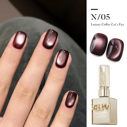 15ml 6Colors Luxury Coffee Cat's Eye Nail Gel Polish Set with Soak Off