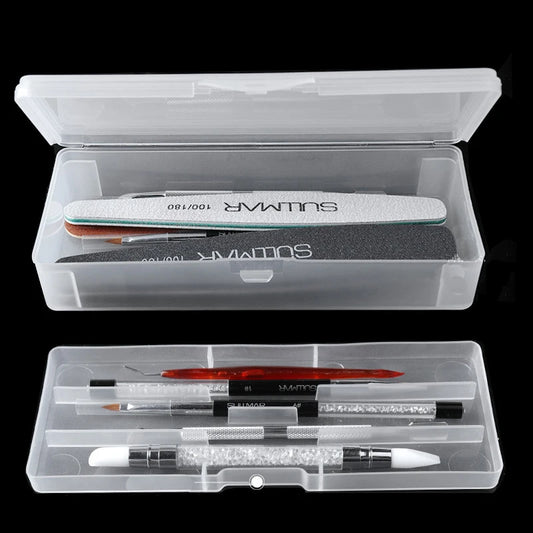 1Pc Rectangle Double-layer Nail Art Tool Empty Storage Box Tweezers