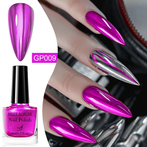 8ml Metallic Nail Polish Mirror Effect Fast Drying Long-Lasting Nails