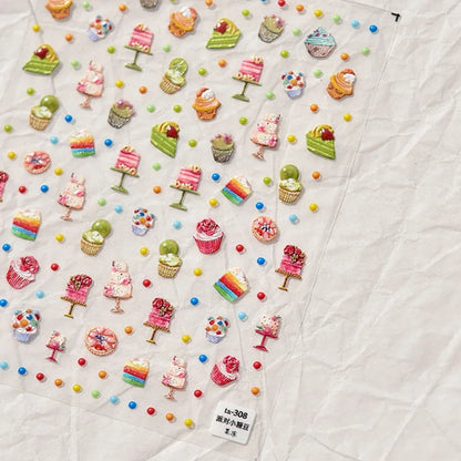 Cute Animals Bear Dog Cake Sweet Cherry Grid Bowknot Star Line Fruit