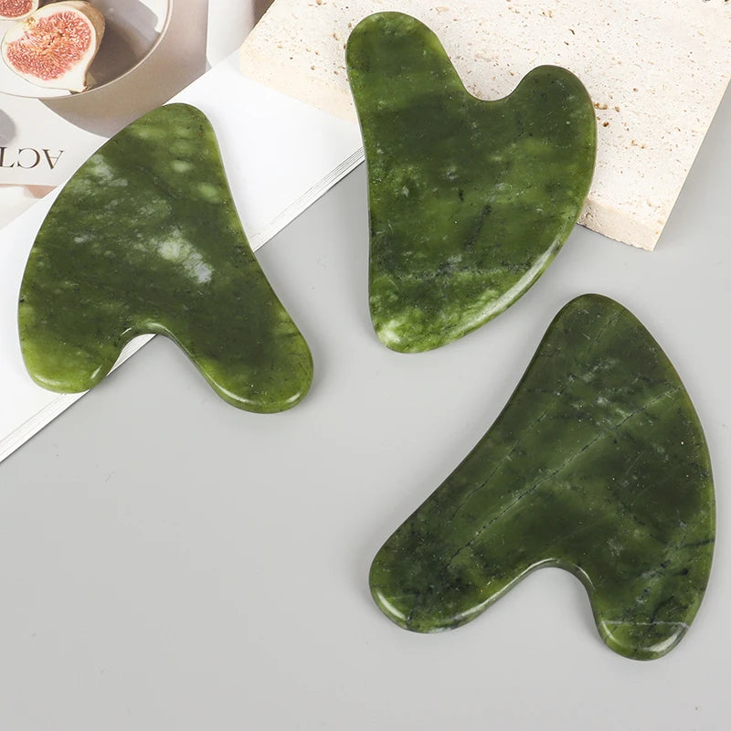 Helu Jade Gua Sha Tool Xiuyan Jade Heart-shape Massager Neck Massage