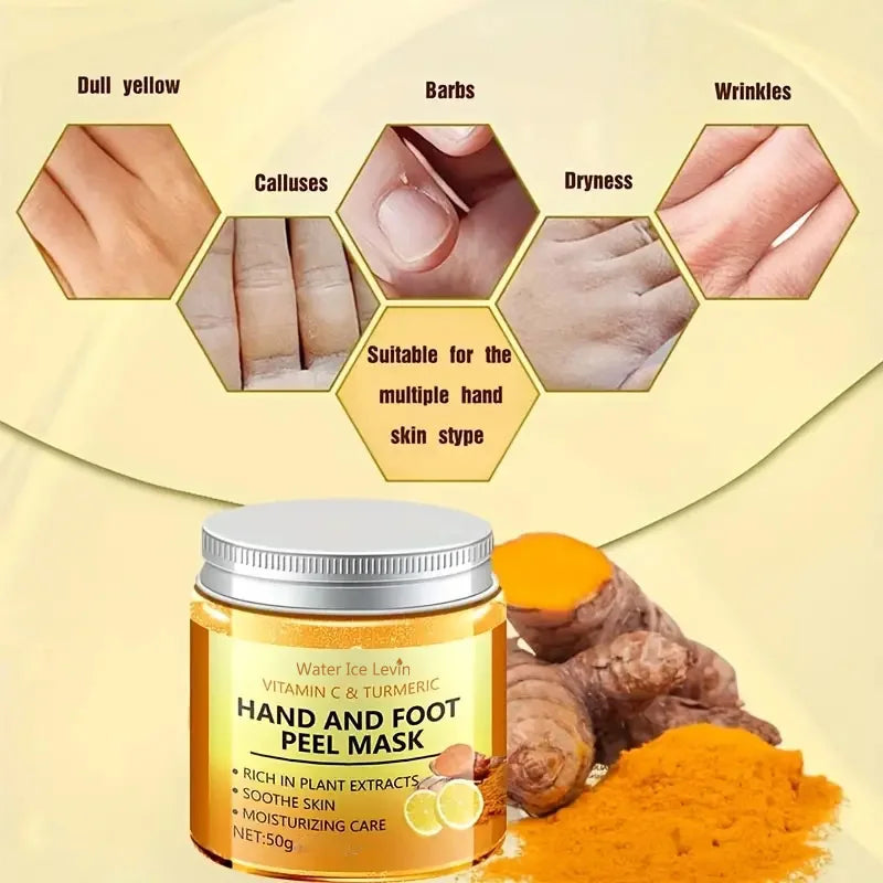 Vitamin c and turmeric hand wax mask for hands and feet, smoothing