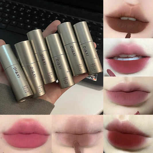 DIXI Mini Silver Tube Matte Lip Glaze — Velvet Finish, Skin-Enhancing,