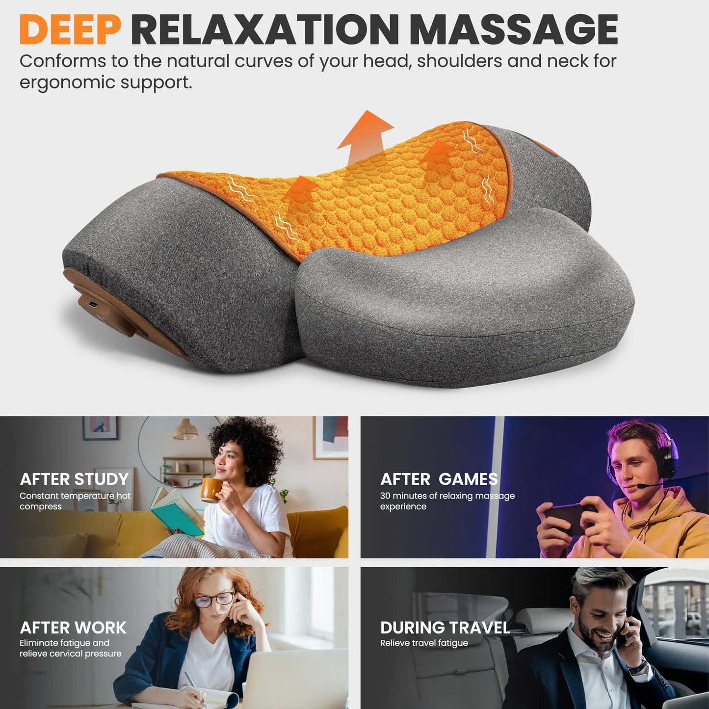 Electric Neck Massager Cervical Pillow Hot Compress Neck Stretch