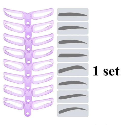 8 In 1 Reusable  Eyebrows Shape Set Eye Brow Makeup Tools and