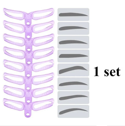 8 In 1 Reusable  Eyebrows Shape Set Eye Brow Makeup Tools and