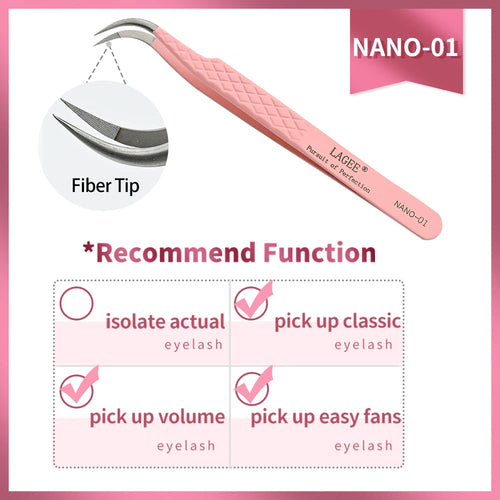LAGEE Fiber Tip Eyelash Extension Tweezer Volume Isolation Precise