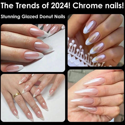 1pc Chrome Nail Powder Ice Transparent Aurora High Gloss Pearl Rainbow