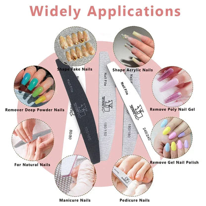 5Pcs/Lot Nail File Mix Color Limas 80/100/150/180/240 Grit