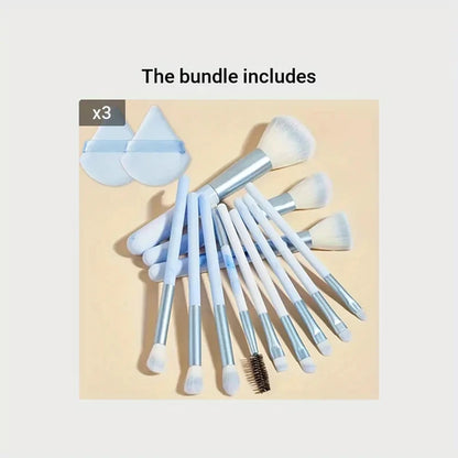 12PCS Makeup Brush Set Ultra Soft Powder Makeup Tools Beginner Point