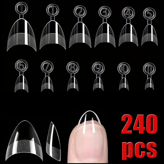 120/240 pcs Half Cover Almond Fake Nails Half Matte Pre Buff Acrylic