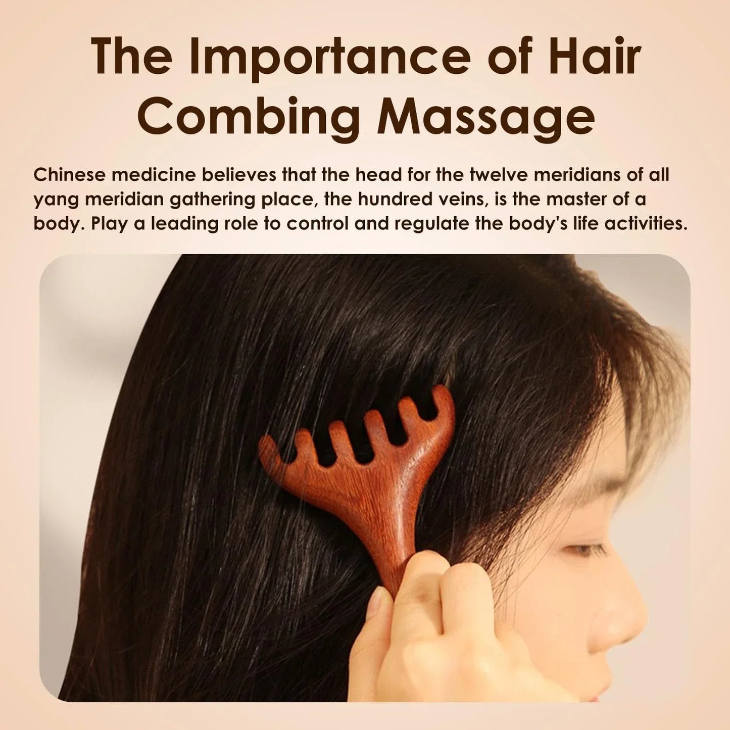 Natural Sandalwood Five-Claw Scalp Massager Gua Sha Tool Back
