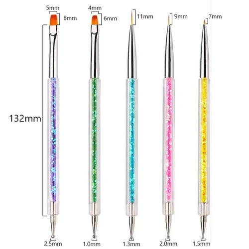 5Pc Nails Art Dotting Pen Acrylic Drawing Liner Supplies Brush