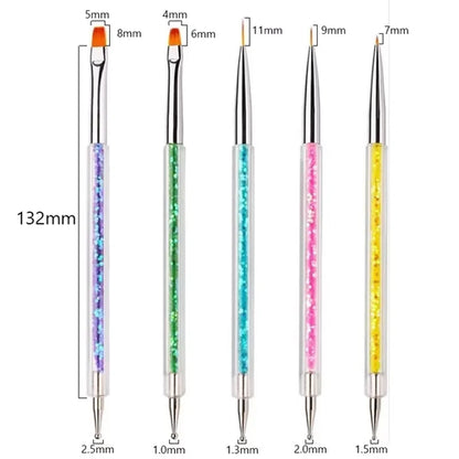 5Pc Nails Art Dotting Pen Acrylic Drawing Liner Supplies Brush