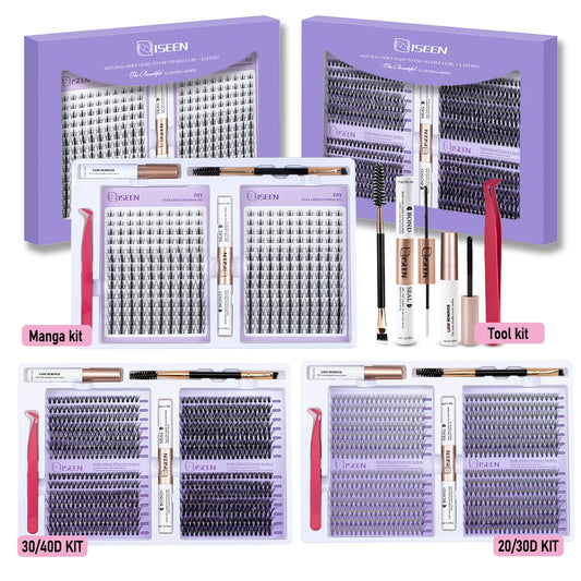 ISEEN DIY Eyelash Extension Kit Cluster Mix Eyelashes Full Set Lashes