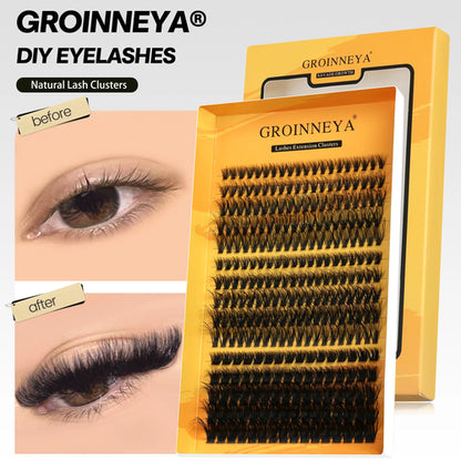 GROINNEYA Cluster Lashes DIY Eyelash Extension C Curl Long Individual