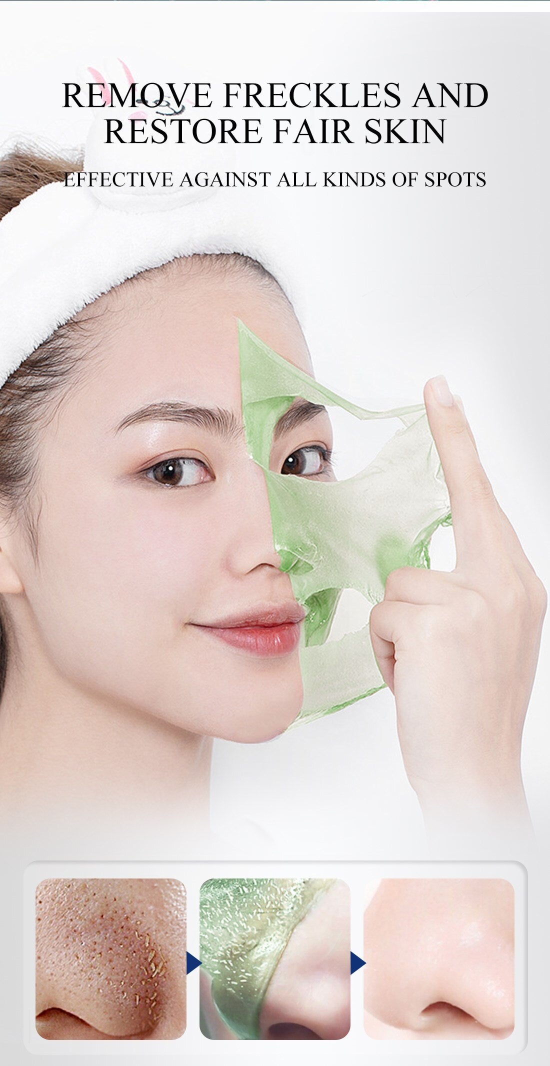 Green Tea Blackhead Remover Acne Treatment Nose Oil-control Mud Pore Strip Mask Whitening Cream Peel off Mask Nose Peel