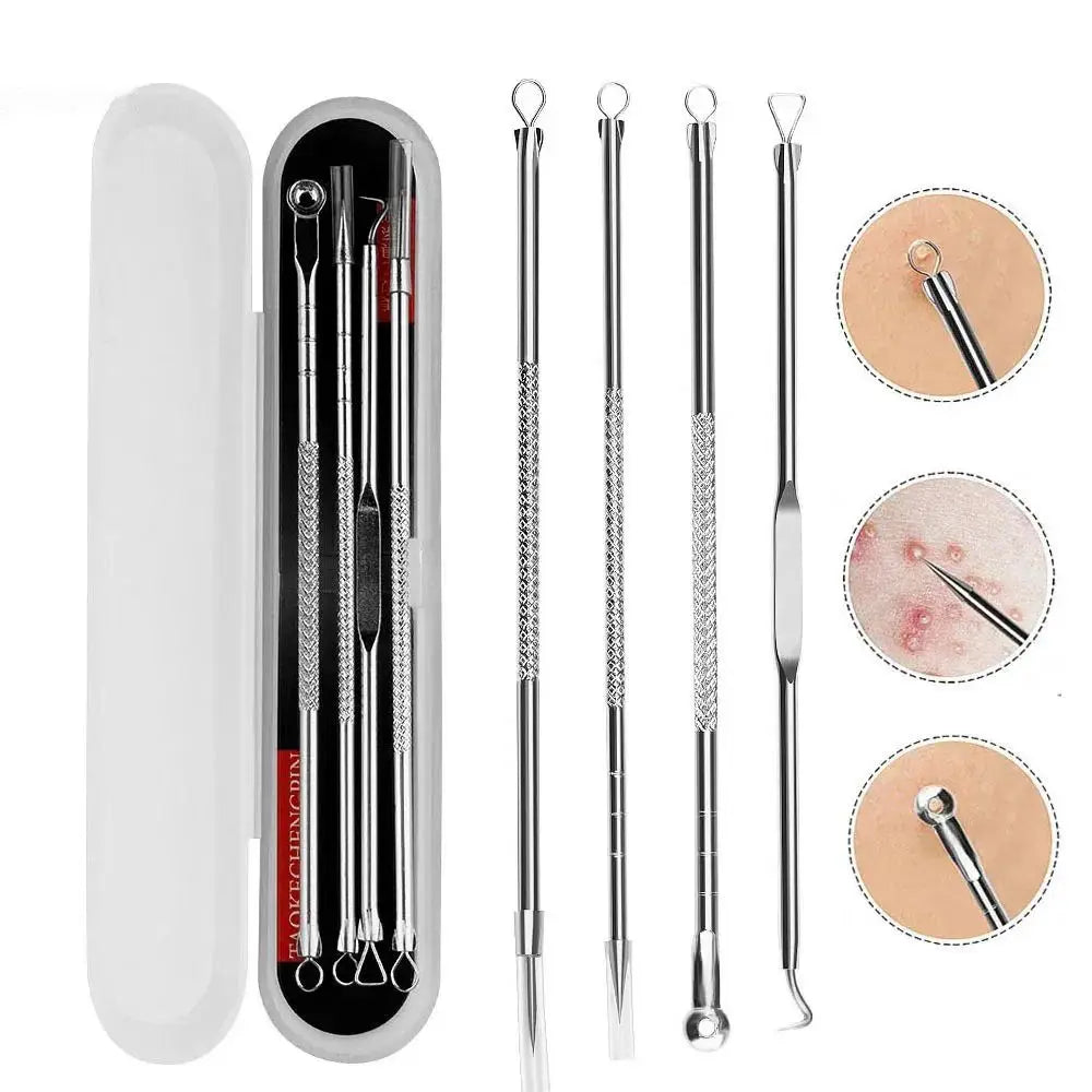4PCS Blackhead Remover Acne Needle Tools Set Face Cleaning Black Dots