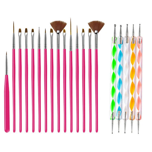 5/20Pcs Nail Art Brush Design Tip Painting Drawing Carving Dotting Pen
