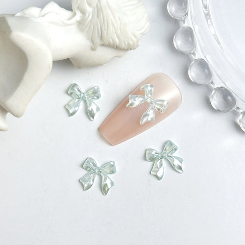 50pcs 3D Aurora Clear Resin Bow Nail Art Charms Cute Butterfly Glitter