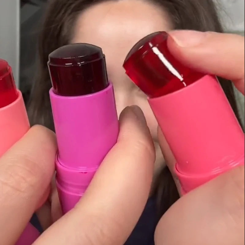 1/2/4PCS Jelly Lipstick Cheek Blush Stick Long Lasting Moisturized