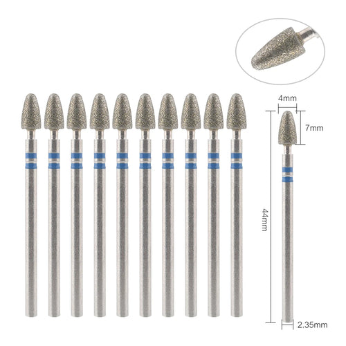 10Pcs Diamond Milling Cutter For Manicure Electric Nail Drill Bits