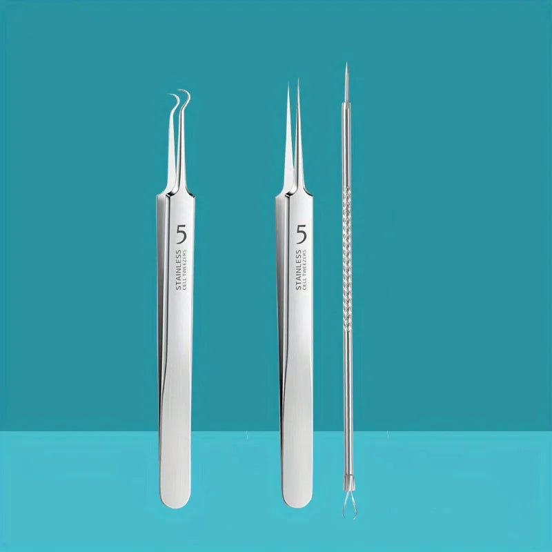 Stainless Steel 4/7/8pcs Acne Removal Tool Set - Blackhead & Pimple