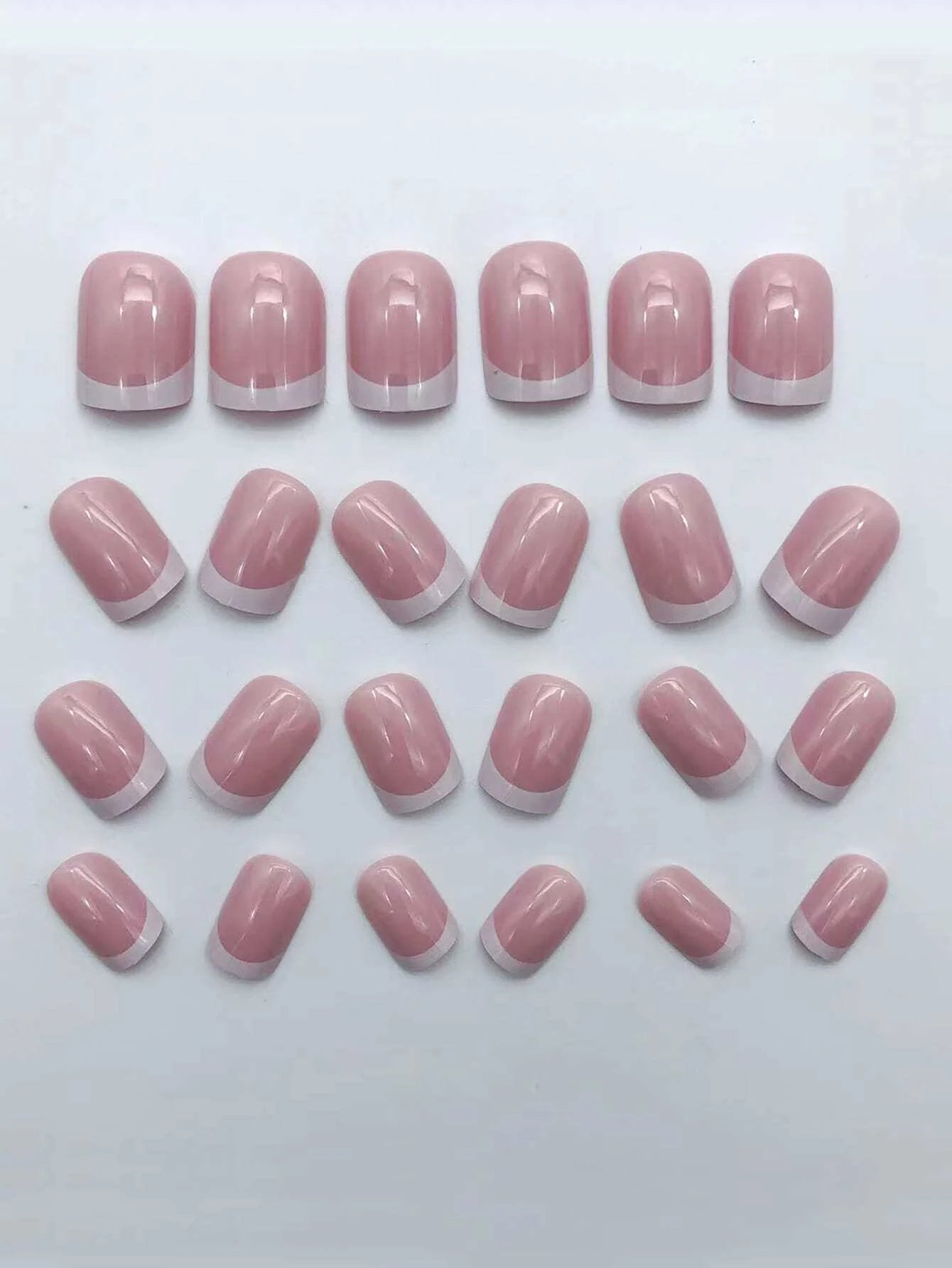 24pcs/set short square fake nails for women cute bride heart white