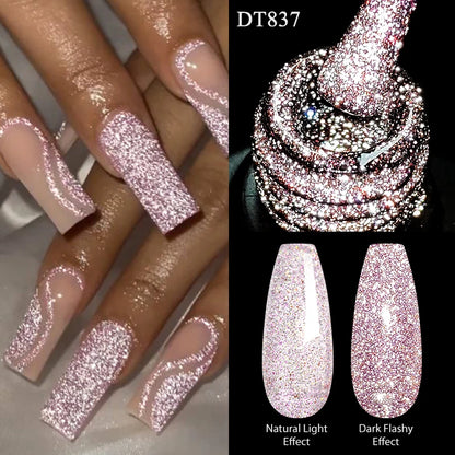 7ml Reflective Glitter Nail Gel Polish Semi Permanent French Style