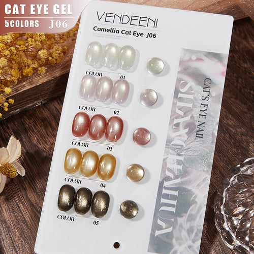 Vendeeni 5 Colors/Set Crystal Cat Eye Gel Nail Polish Semi Permanent