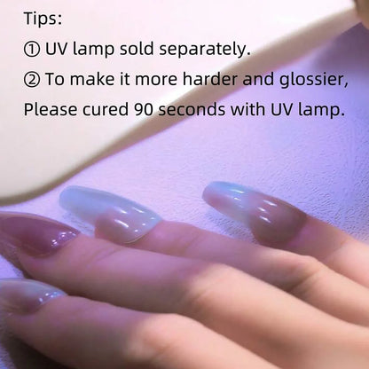 16Tips Semi-Cured Gel Nail Sticker Pure Color UV/LED Lamp Gel Nail
