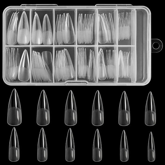 Stiletto Nail Tips 120 PCS Clear False Nails Artificial Full Cover 12