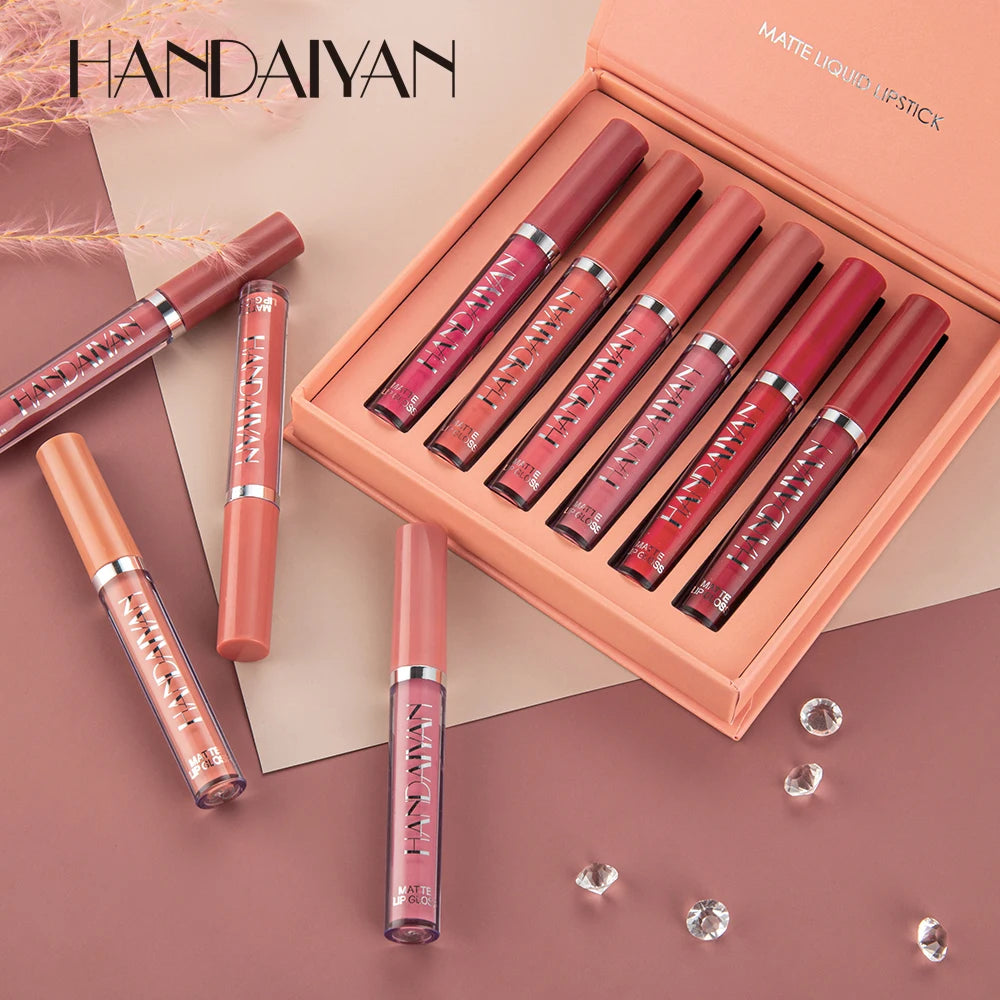 6Pcs Matte Liquid Lipstick Makeup Set, Matte Liquid Long-Lasting Wear