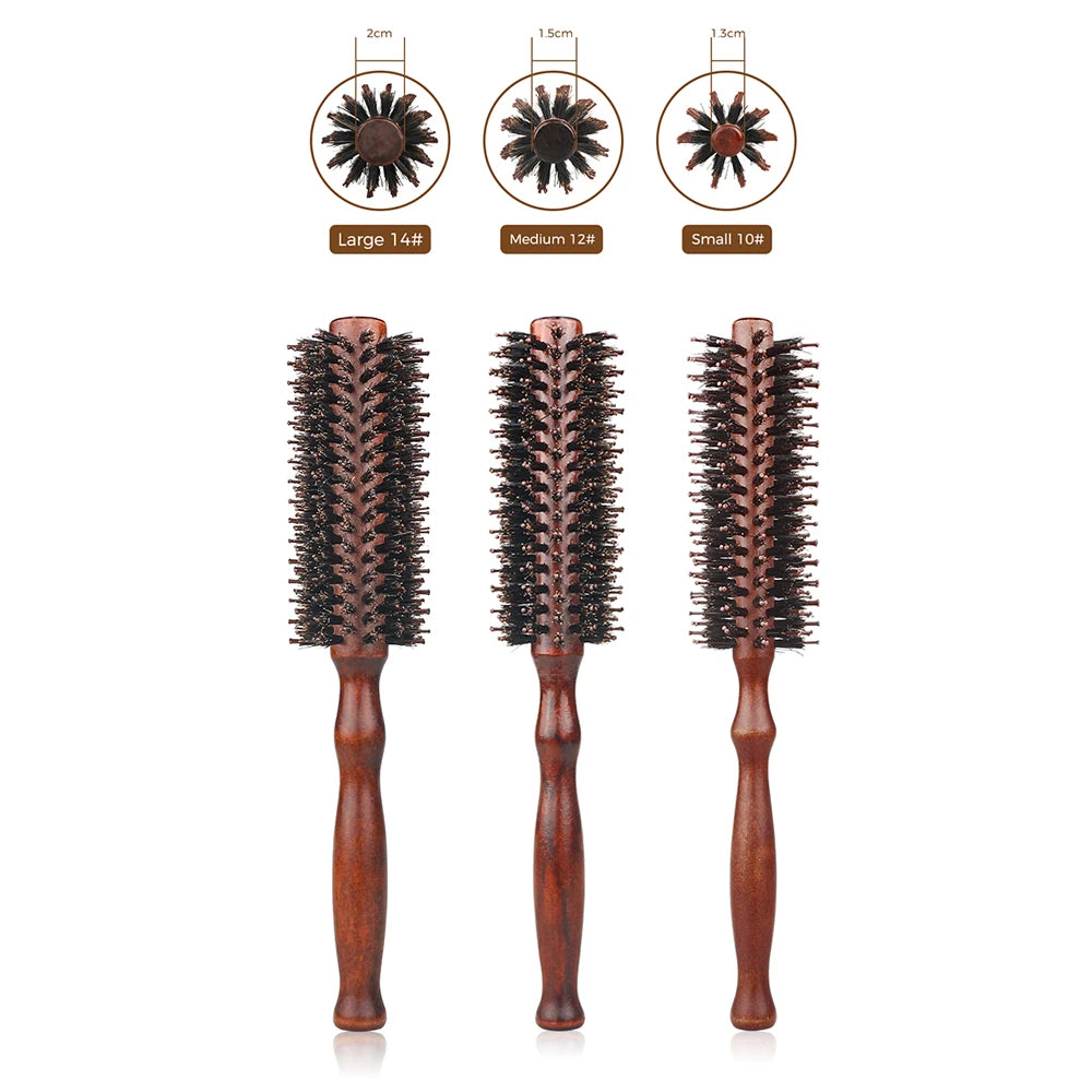12 Style Wood Handle Round Rolling Brush Straight Twill Hair Comb Boar