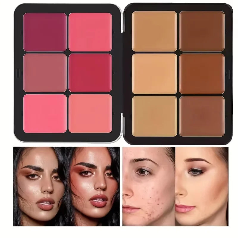12-color concealer and blush palette Matte and highlight contour