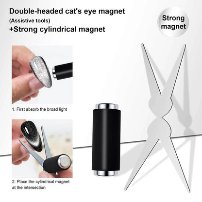 3D Double Headed Nails French Shape Strong Cat Eye Magnet Nail Art Gel