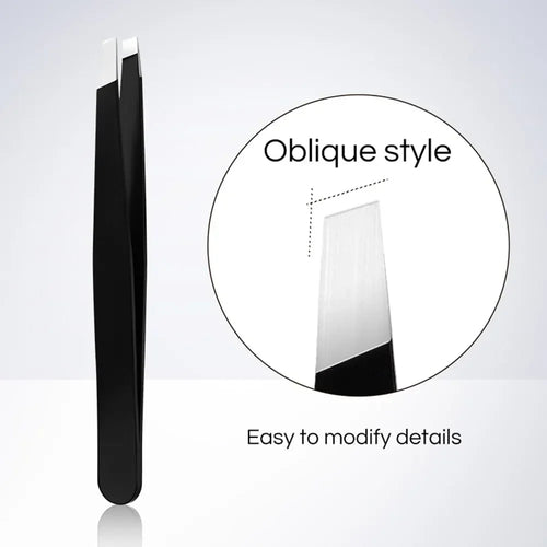 CNK  Wholesale  Stainless Steel Black Eyebrow Tweezer with Slant and