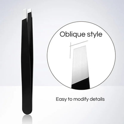 CNK  Wholesale  Stainless Steel Black Eyebrow Tweezer with Slant and