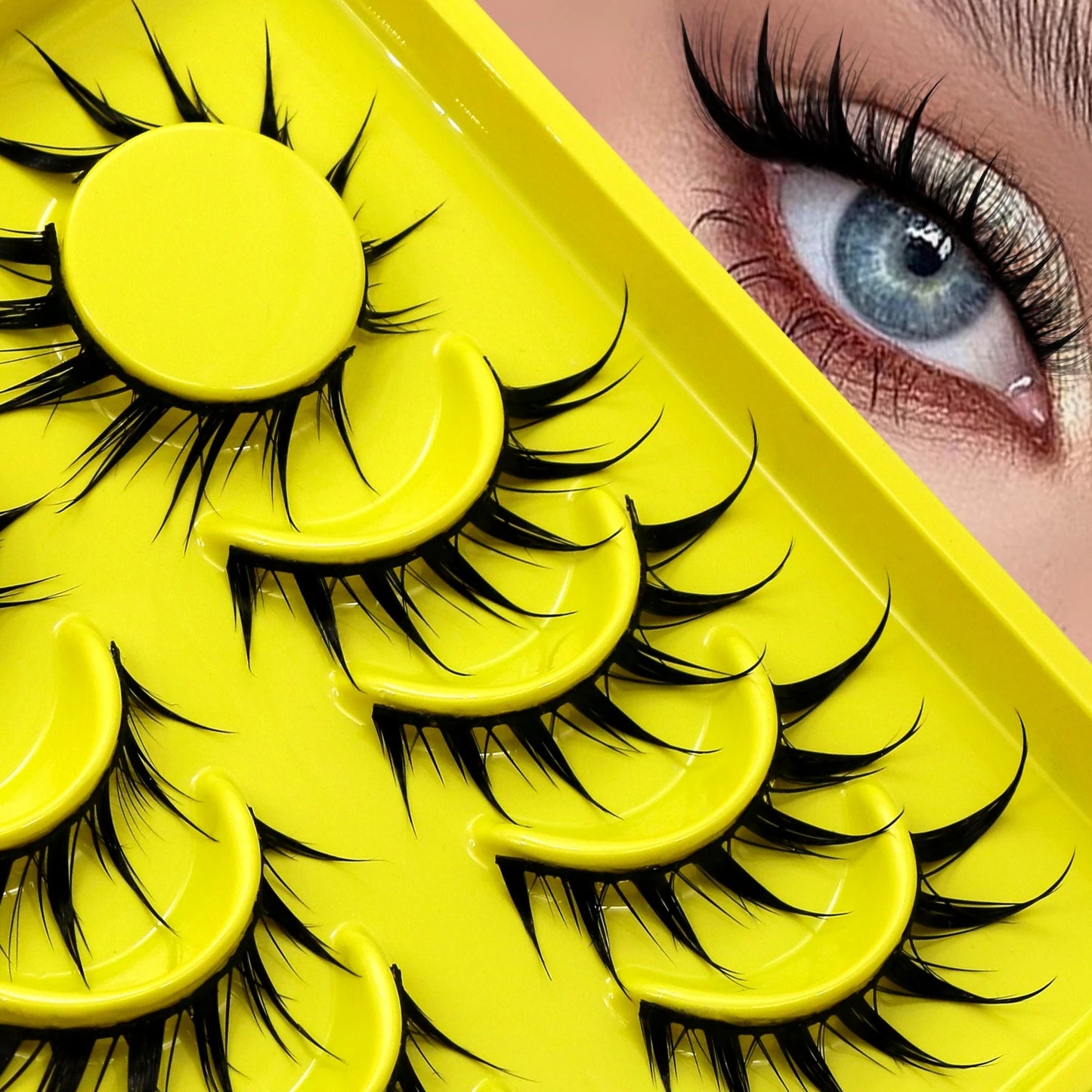 Lasvirey Cat Eye Lashes Manga Lashes Styles 3D Faux Mink Lashes Soft